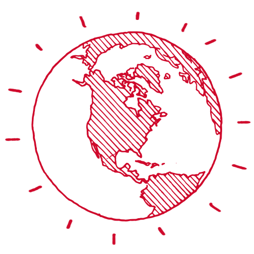 Spinning Globe Doodle in Red Marker